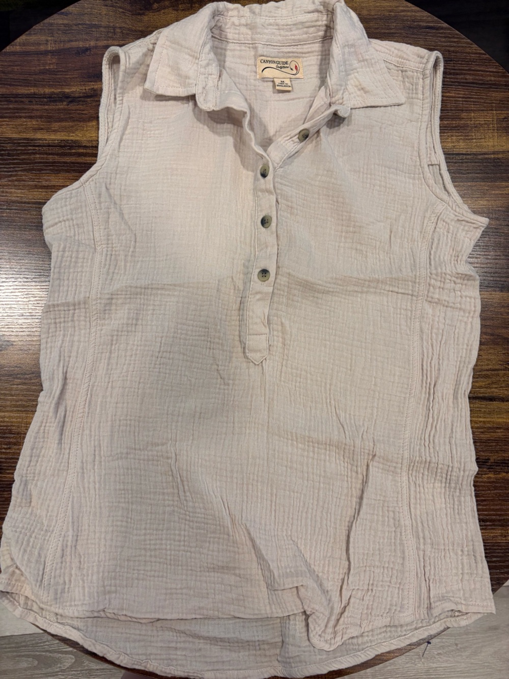 Canyon River Blues Sleeveless Button Henley Tank Top - White/Cream